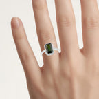 Green Tourmaline Ring With Diamonds 2.3 Carats 14K White Gold