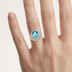 Swiss Blue Topaz Ring 3.24 Carats Gold Plated Silver