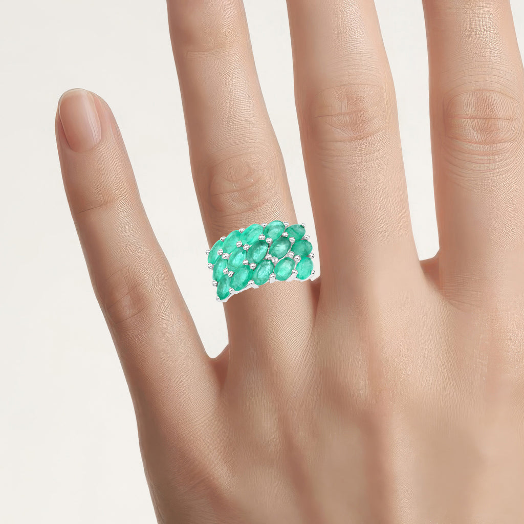 Emerald Ring 2.98 Carats Sterling Silver