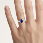 Blue Sapphire Ring With Diamonds 3.82 Carats 18K White Gold