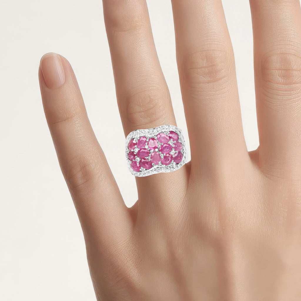 Ruby Ring With White Topaz 3 Carats Sterling Silver