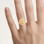Amethyst Spider Web Ring 0.02 Carats Gold Plated Silver