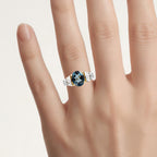 London Blue Topaz Ring With White Topaz 4.08 Carats Gold Plated Silver