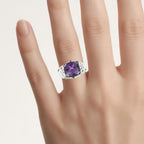 Amethyst Ring With Chrome Diopside 3.22 Carats Sterling Silver