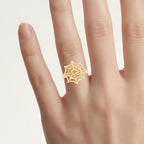 Citrine Spider Web Ring 0.08 Carats Gold Plated Silver