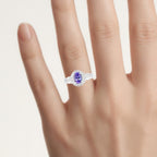 Tanzanite Ring With Diamonds 0.76 Carats Sterling Silver