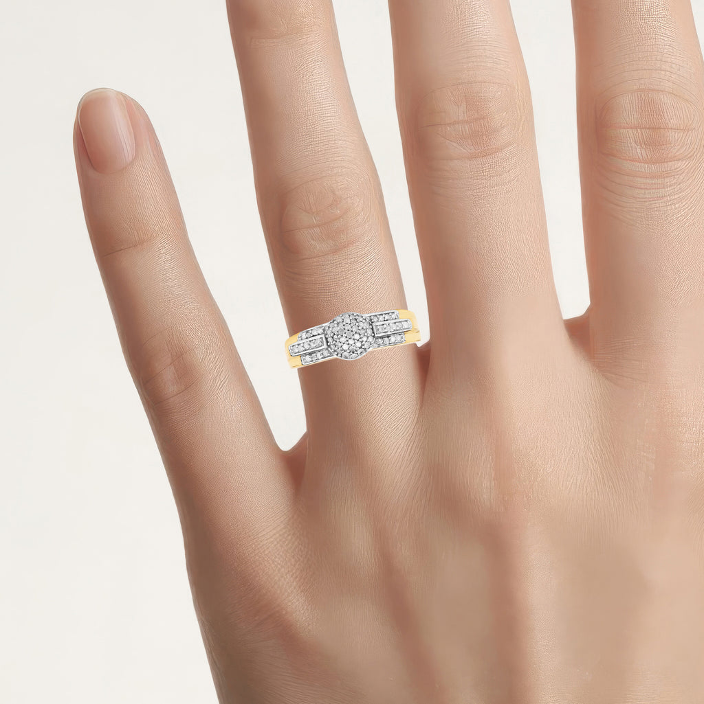 Diamond Ring 0.28 Carats Gold Plated Silver