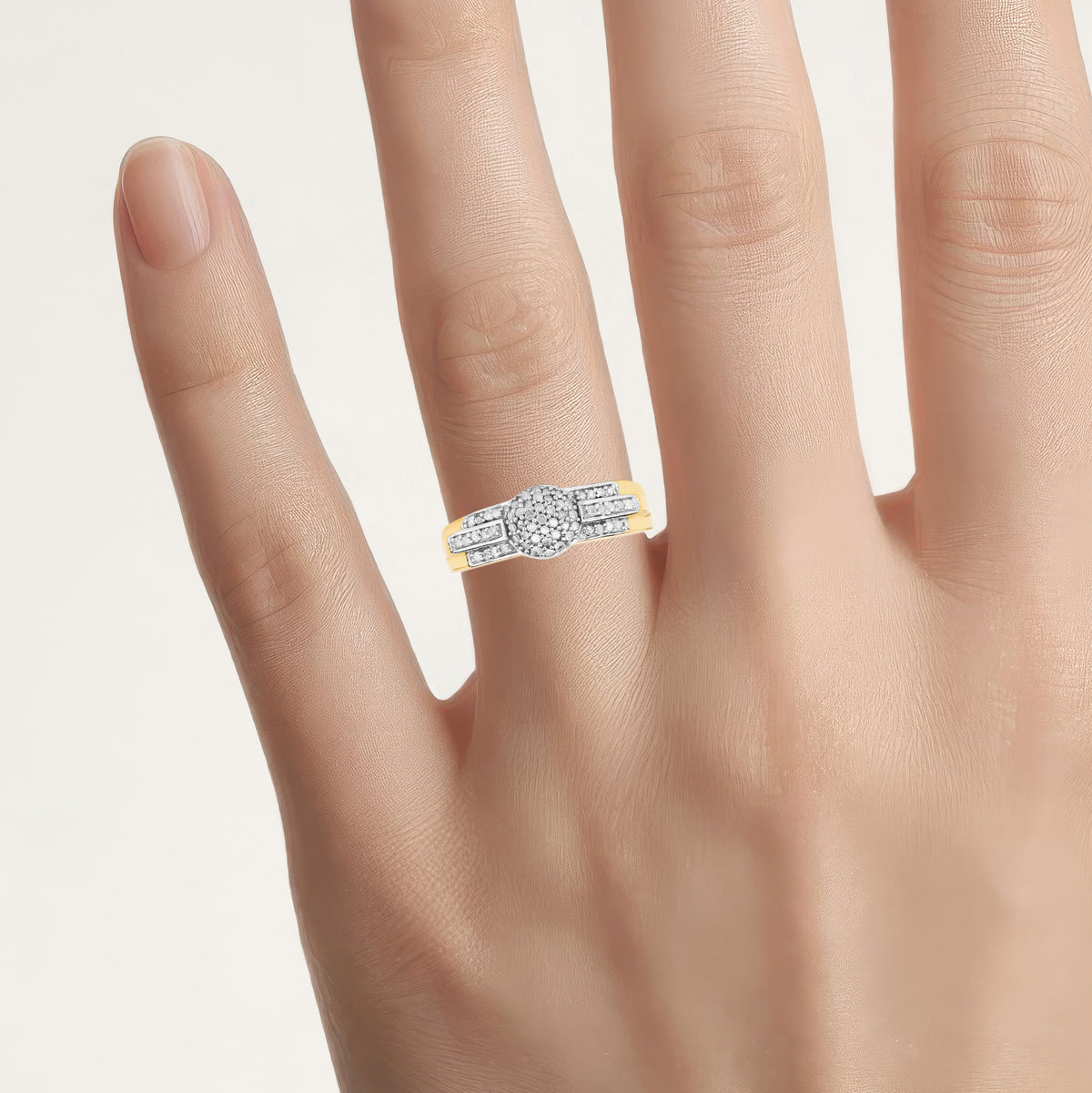 Diamond Ring 0.28 Carats Gold Plated Silver