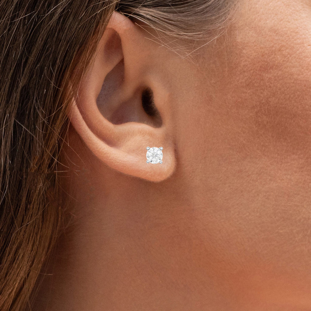 Diamond Stud Earrings 1 Carats 14K White Gold