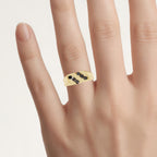 Black Diamond Ring 0.58 Carats Gold Plated Silver