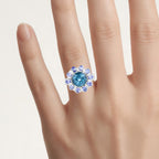 London Blue Topaz Ring With Tanzanite 6.12 Carats Sterling Silver