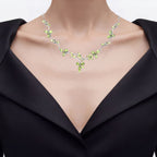 Peridot Flower Necklace 17.1 Carats Sterling Silver