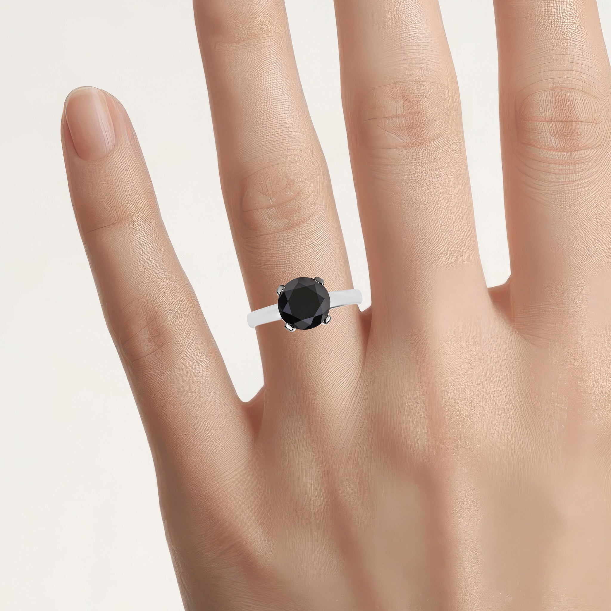 Black Diamond Ring 2.98 Carats 14K White Gold