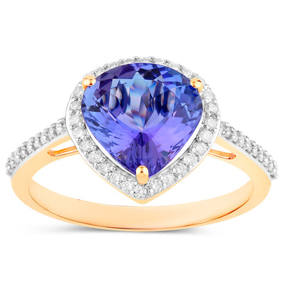 Tanzanite Ring Diamonds 2.48 Carats 14K Yellow Gold