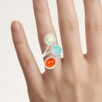 Natural Mixed Gemstones Ring 9.41 Carats Sterling Silver