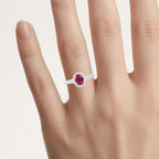 Ruby Ring With Diamonds 0.98 Carats 10K White Gold