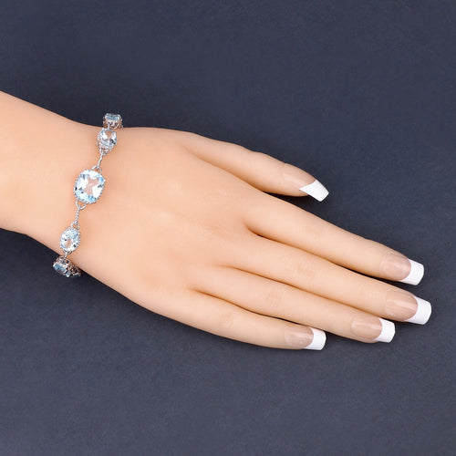 Blue Topaz Bracelet 20.6 Carats Sterling Silver