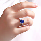 Blue Sapphire Ring With Diamonds 2.94 Carats 18K White Gold