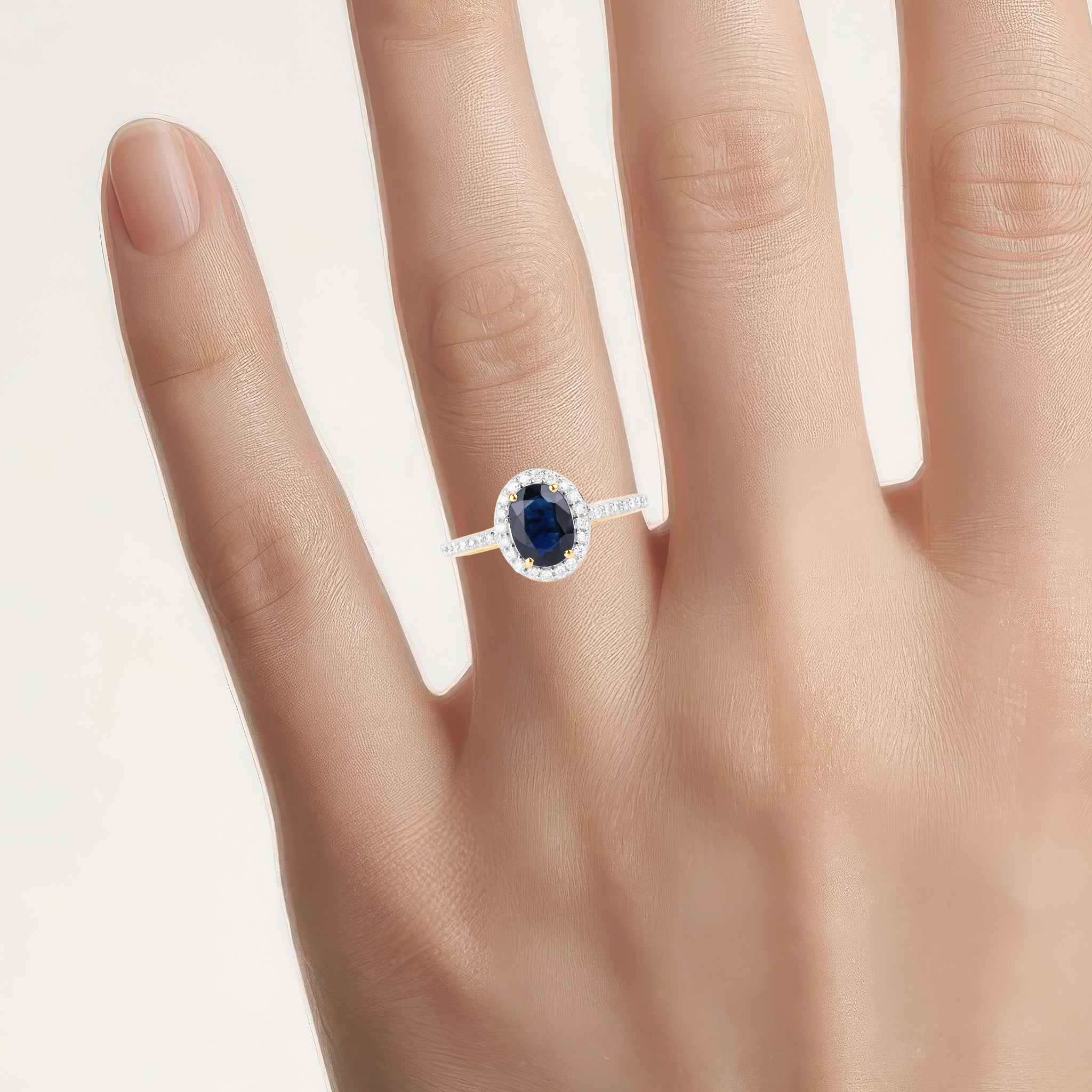 Blue Sapphire Ring With Diamonds 1.8 Carats 14K Yellow Gold