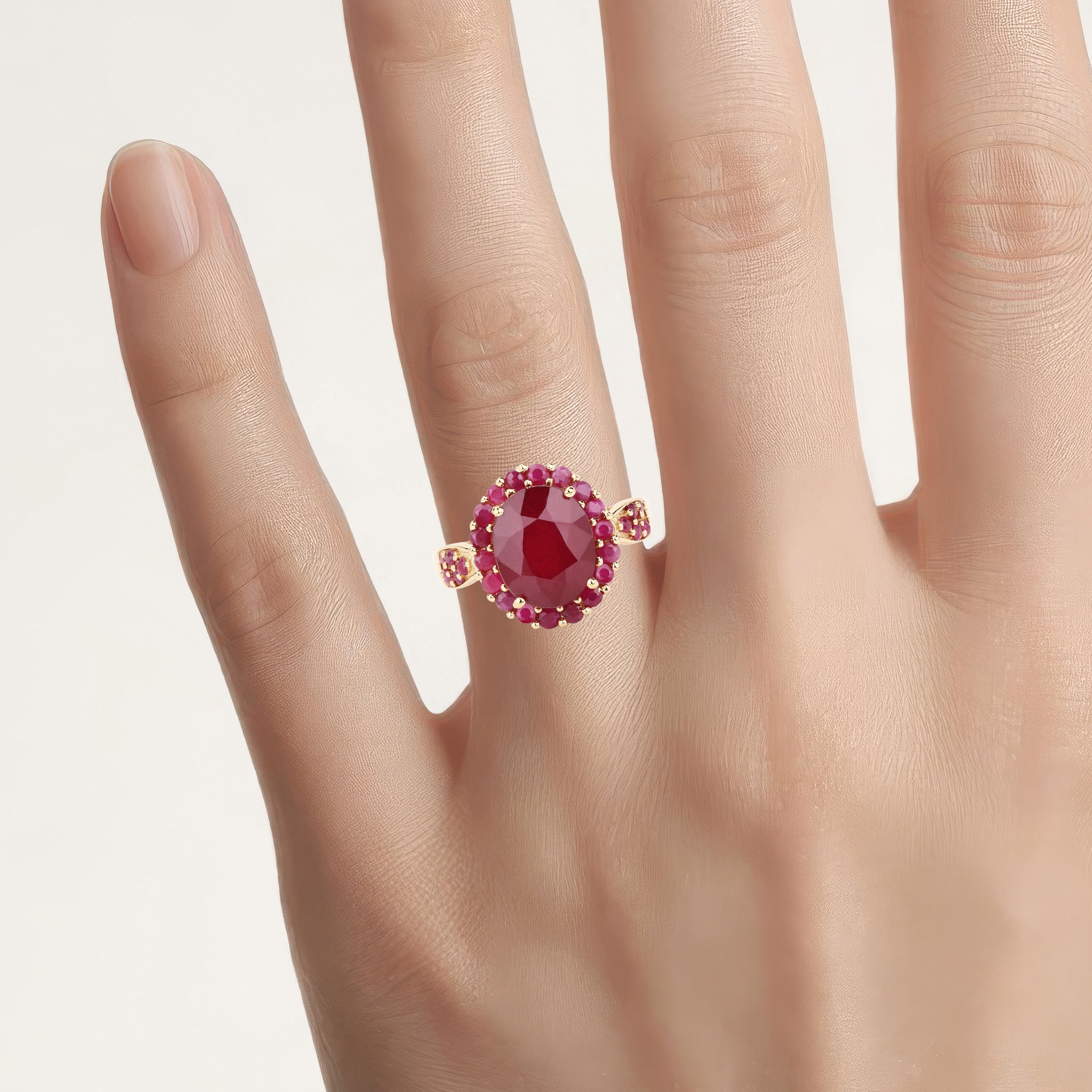 Ruby Ring 5.02 Carats Gold Plated Silver