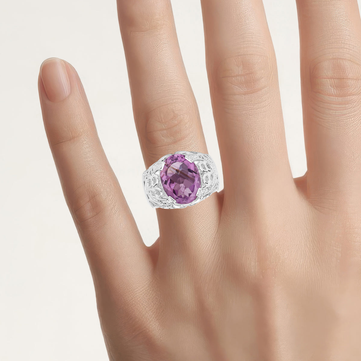 Amethyst Ring With White Topaz 8.2 Carats Sterling Silver