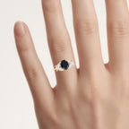 Blue Sapphire Ring With Diamonds 1.58 Carats 14K Yellow Gold