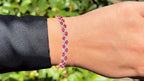 Ruby Bracelet With Diamonds 16.4 Carats Gold Plated Silver