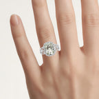 Green Amethyst Ring With White Topaz 3.9 Carats Sterling Silver