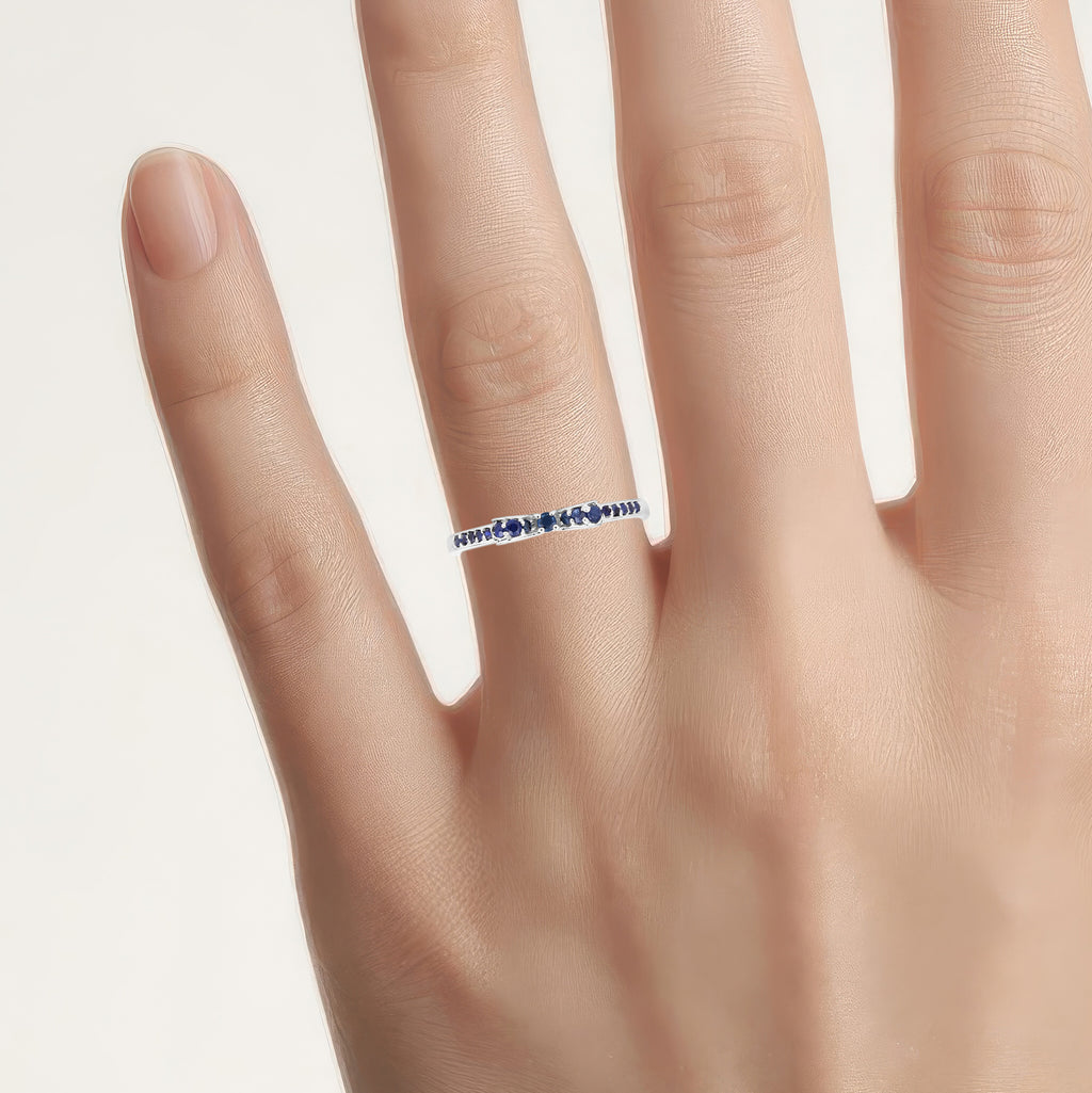 Blue Sapphire Ring 0.26 Carats 14K White Gold