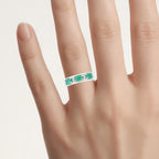Emerald Ring With White Topaz 1.34 Carats Sterling Silver