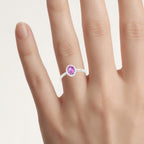 Pink Sapphire Ring With Diamonds 1.8 Carats 14K White Gold