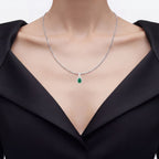 Emerald Pendant With White Topaz 1.52 Carats Sterling Silver