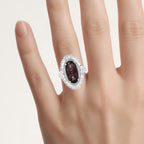 Smoky Quartz Ring With White Topaz 8.04 Carats Sterling Silver