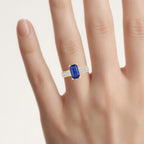 Blue Sapphire Ring With Diamonds 3.1 Carats 18K Yellow Gold