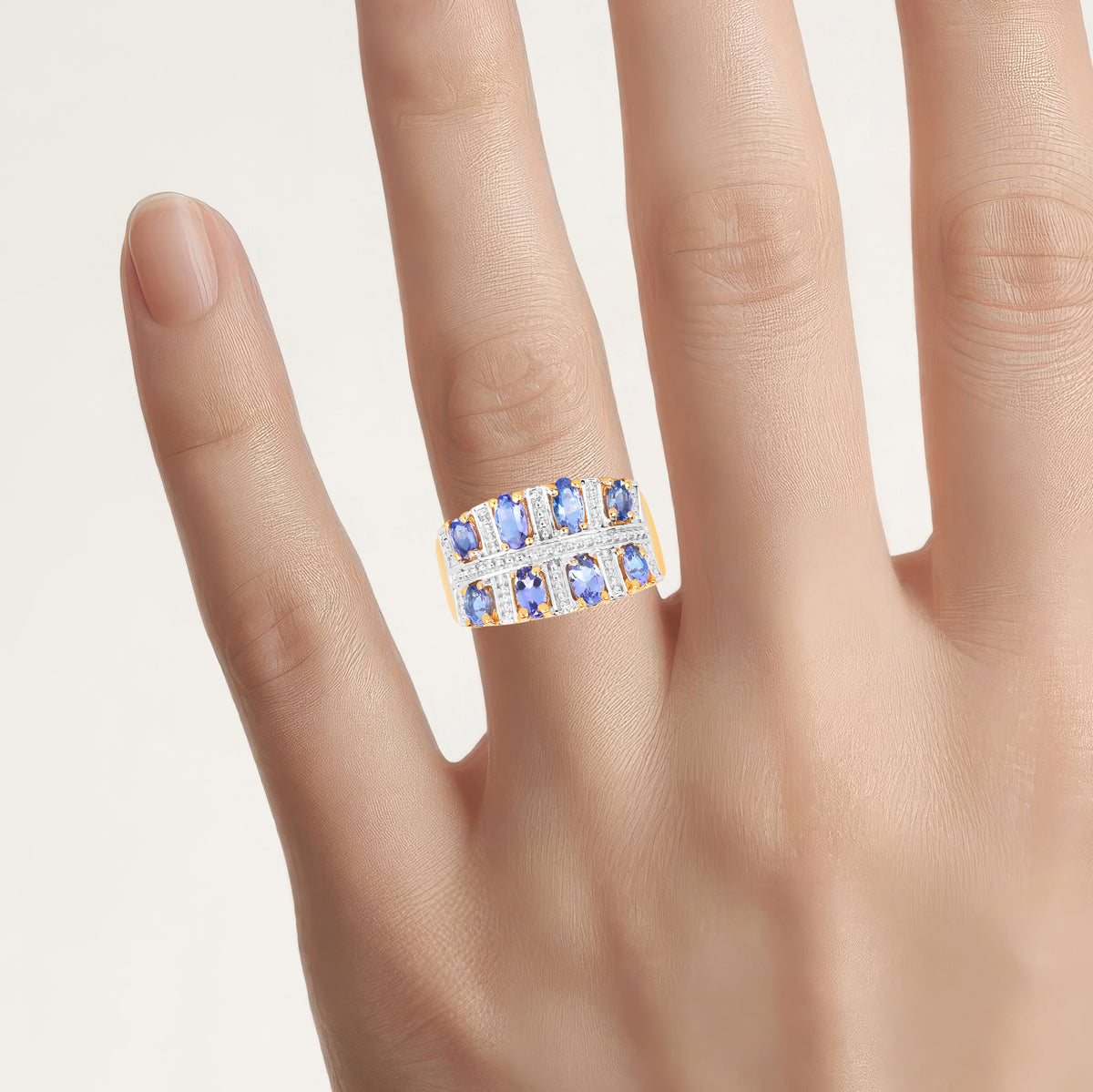 Tanzanite Ring 1.64 Carats Gold Plated Silver