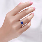 Blue Sapphire Ring With Diamonds 2.64 Carats 18K White Gold