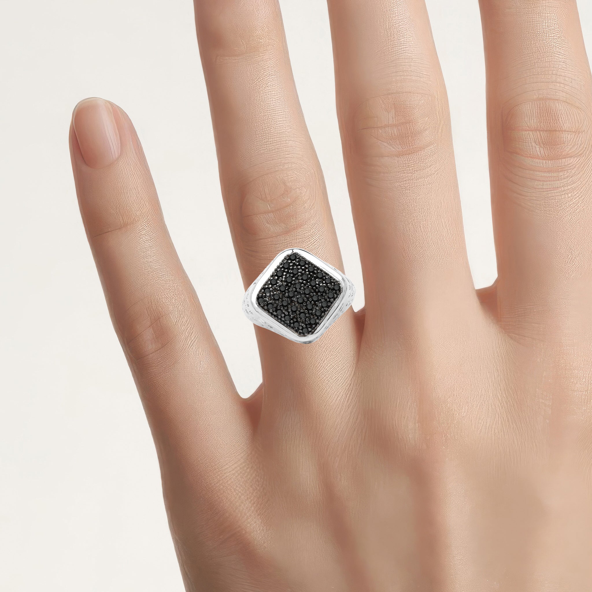 Black Diamond Ring 0.52 Carats Sterling Silver