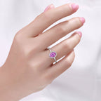 Pink Sapphire Ring With Diamonds 0.96 Carats 14K White Gold