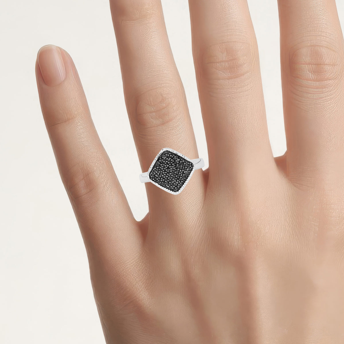 Black Diamond Ring 0.22 Carats Sterling Silver