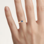 Blue Sapphire Ring With Diamonds 0.32 Carats 10K Yellow Gold