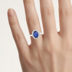 Blue Sapphire Ring With Diamonds 2.98 Carats 18K White Gold