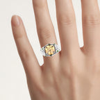 Citrine Ring Chrome Diopside and Champagne Diamonds 3.52 Carats Sterling Silver