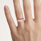 Ruby Spider Web Ring 0.28 Carats Gold Plated Silver
