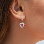 Ruby Butterfly Earrings With White Sapphire 0.52 Carats Sterling Silver