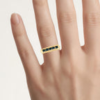 Blue Diamond Ring 0.48 Carats Gold Plated Silver