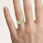 Peridot Ring With White Topaz 4.08 Carats Sterling Silver