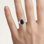 Blue Sapphire Ring With Diamonds 4.42 Carats 14K Yellow Gold