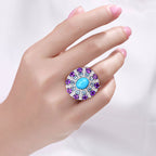 Turquoise Ring With Amethyst 8.3 Carats Sterling Silver