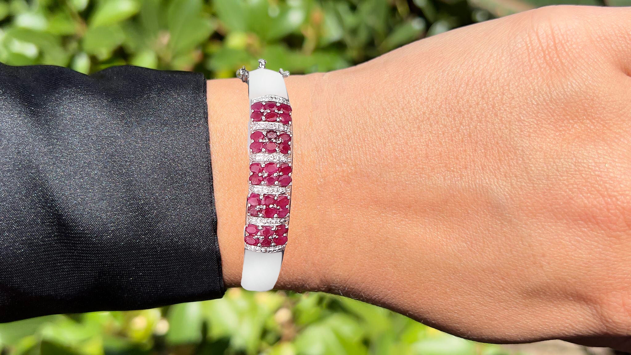 Ruby Bracelet With White Topaz 6.62 Carats Sterling Silver