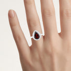 Garnet Ring With White Topaz 3.9 Carats Sterling Silver